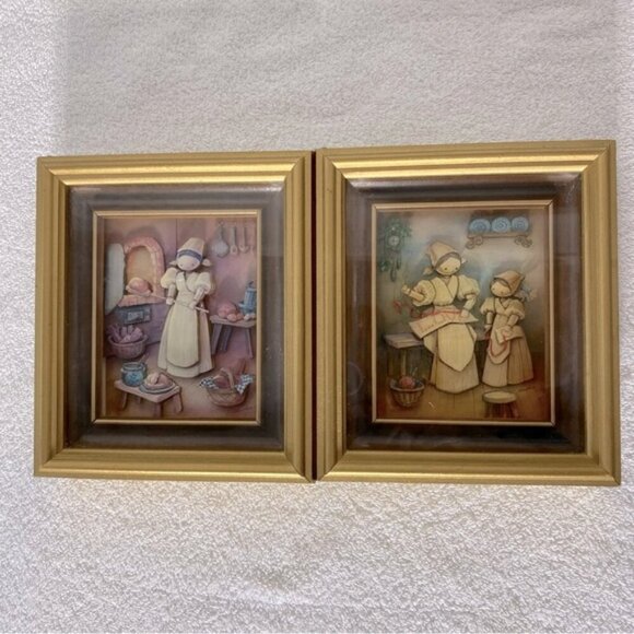 Vintage 1983 Andrea Roche Paper Tole Art Mother Housewife Decor X2 - Picture 1 of 13